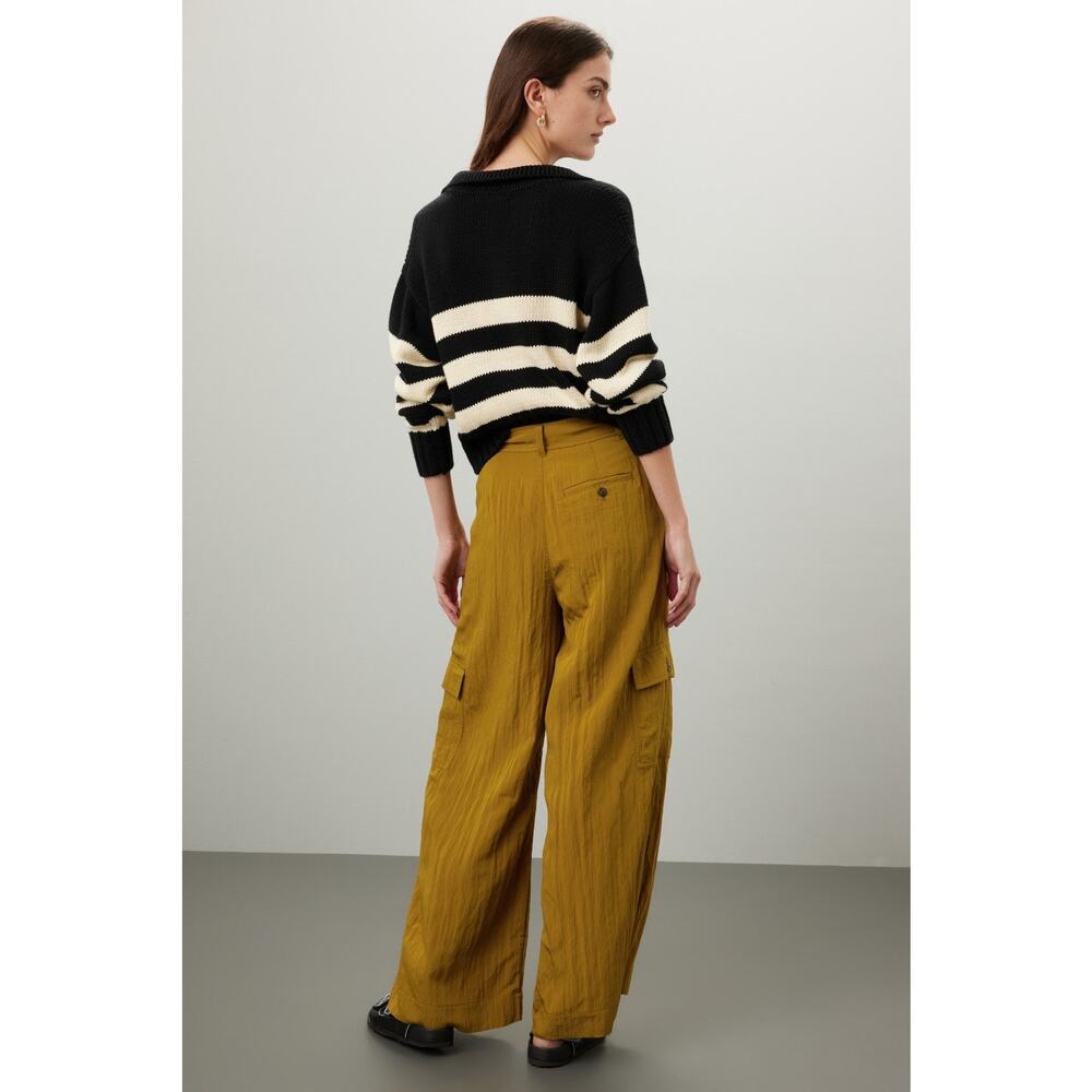 Madewell The Harlow Wide-Leg High Rise Olive Drapey Relaxed Cargo Pants Size 14 - Picture 3 of 16
